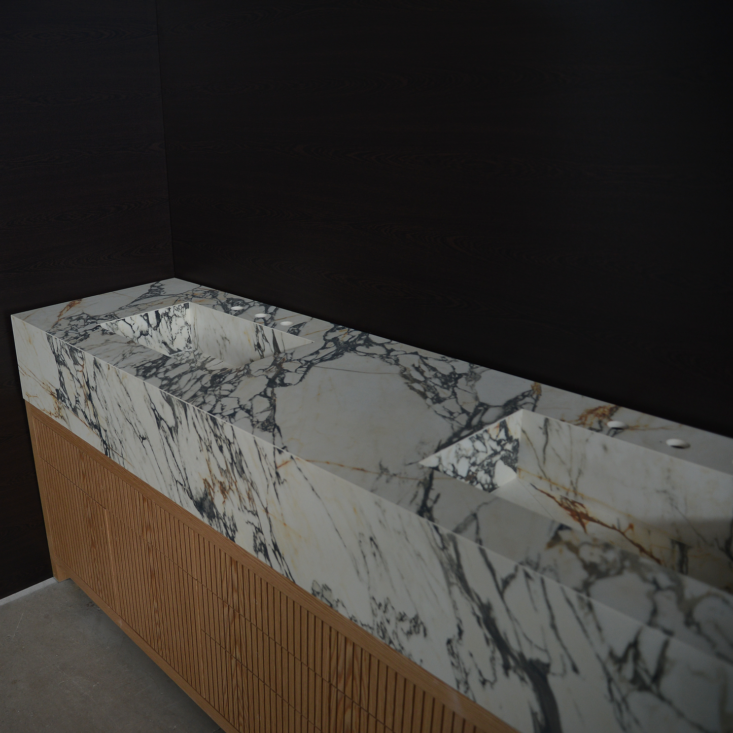 Porcelain Double Sink Corchia Gold - Italian Calacatta Marble