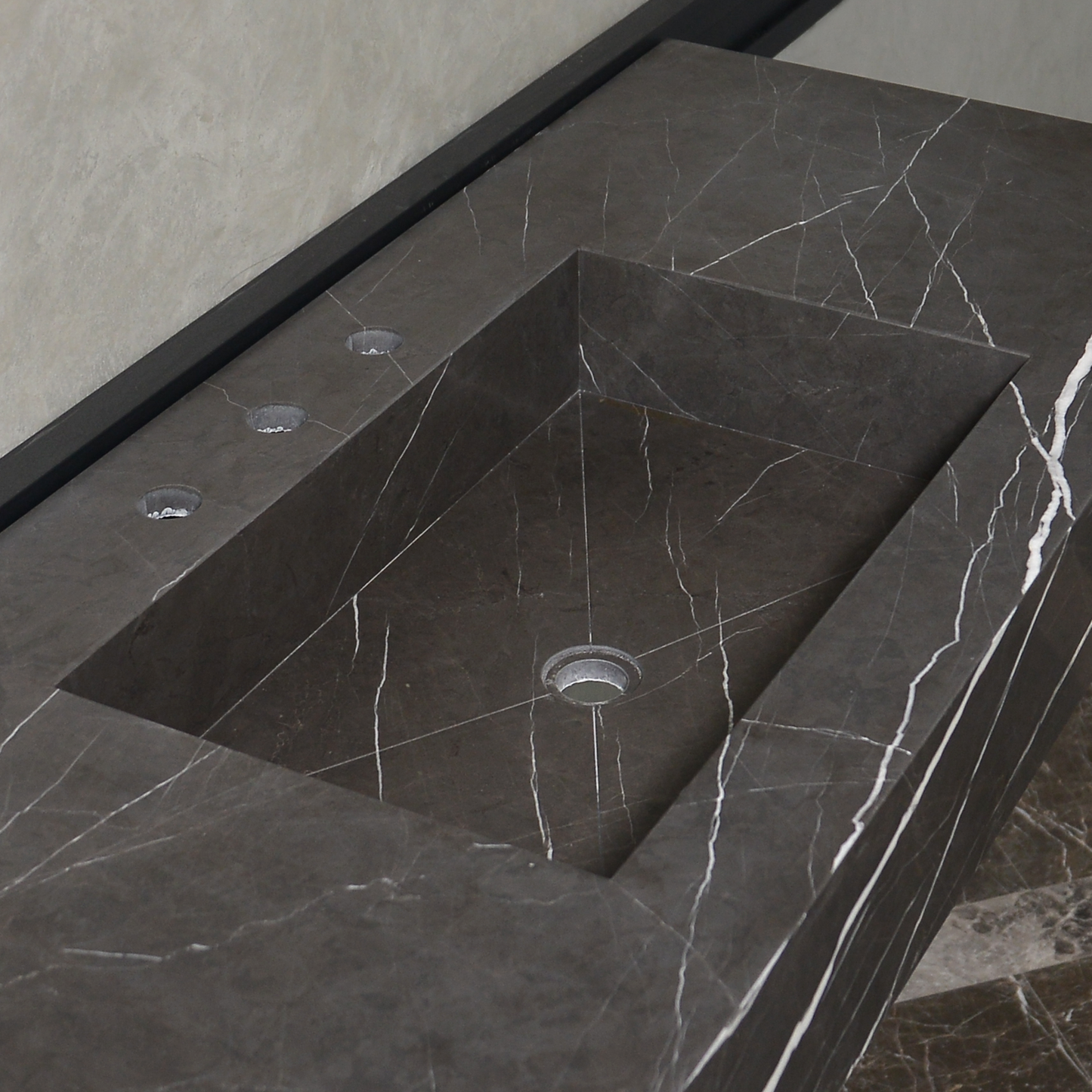 Pietra Grey Marble Bathroom Sink - Handcrafted Custom Design