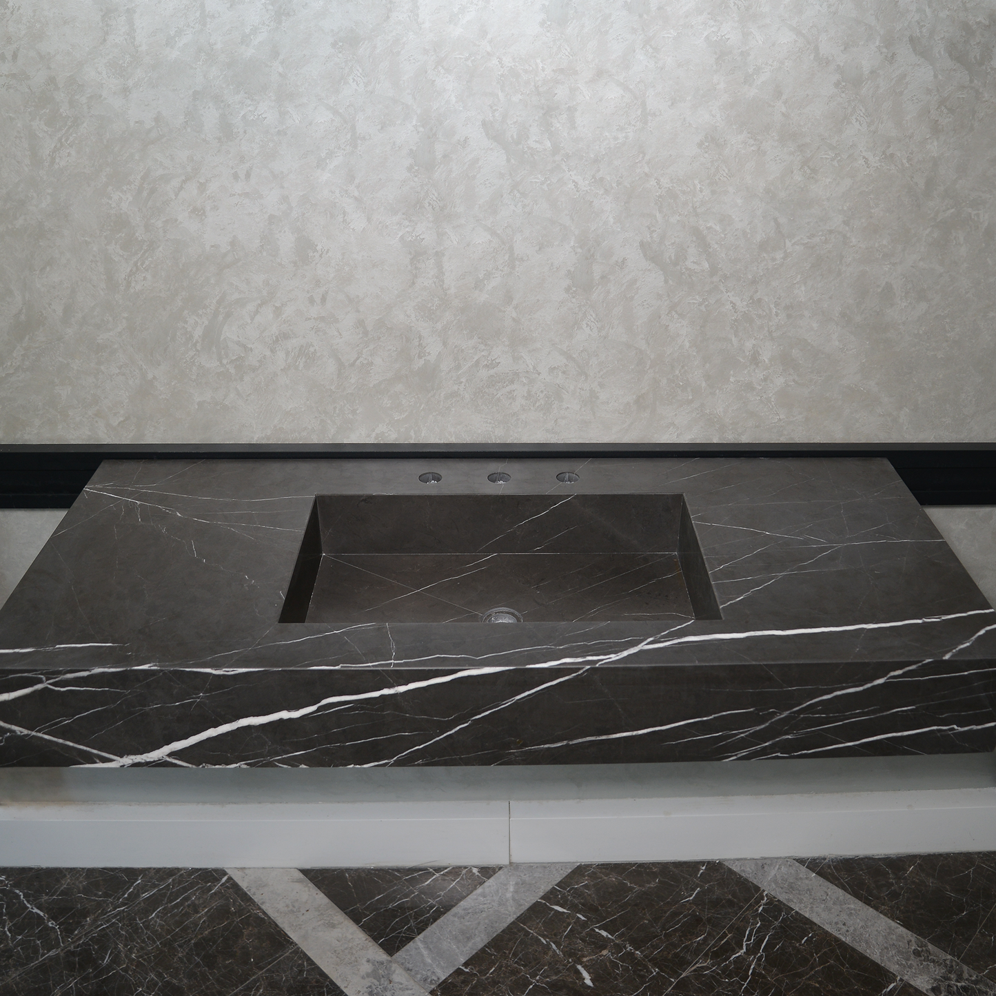 Pietra Grey Marble Bathroom Sink - Handcrafted Custom Design