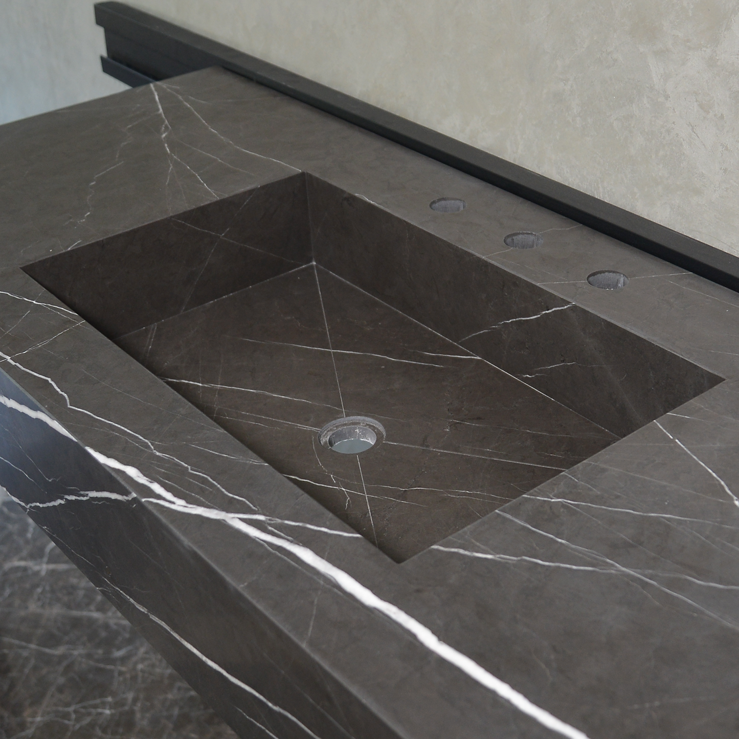 Pietra Grey Marble Bathroom Sink - Handcrafted Custom Design