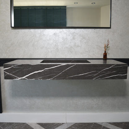 Pietra Grey Marble Bathroom Sink - Handcrafted Custom Design