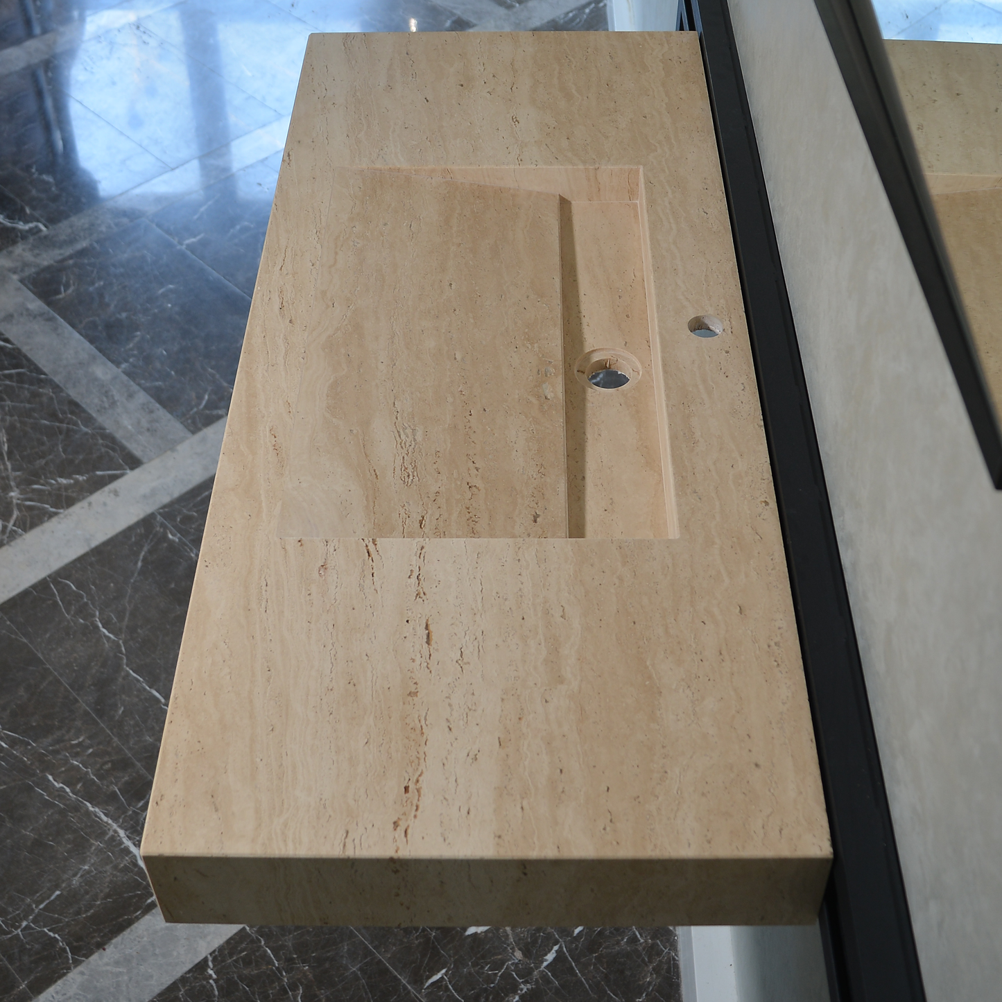 Handmade Travertine Natural Stone Sink - Custom Bathroom Vanity
