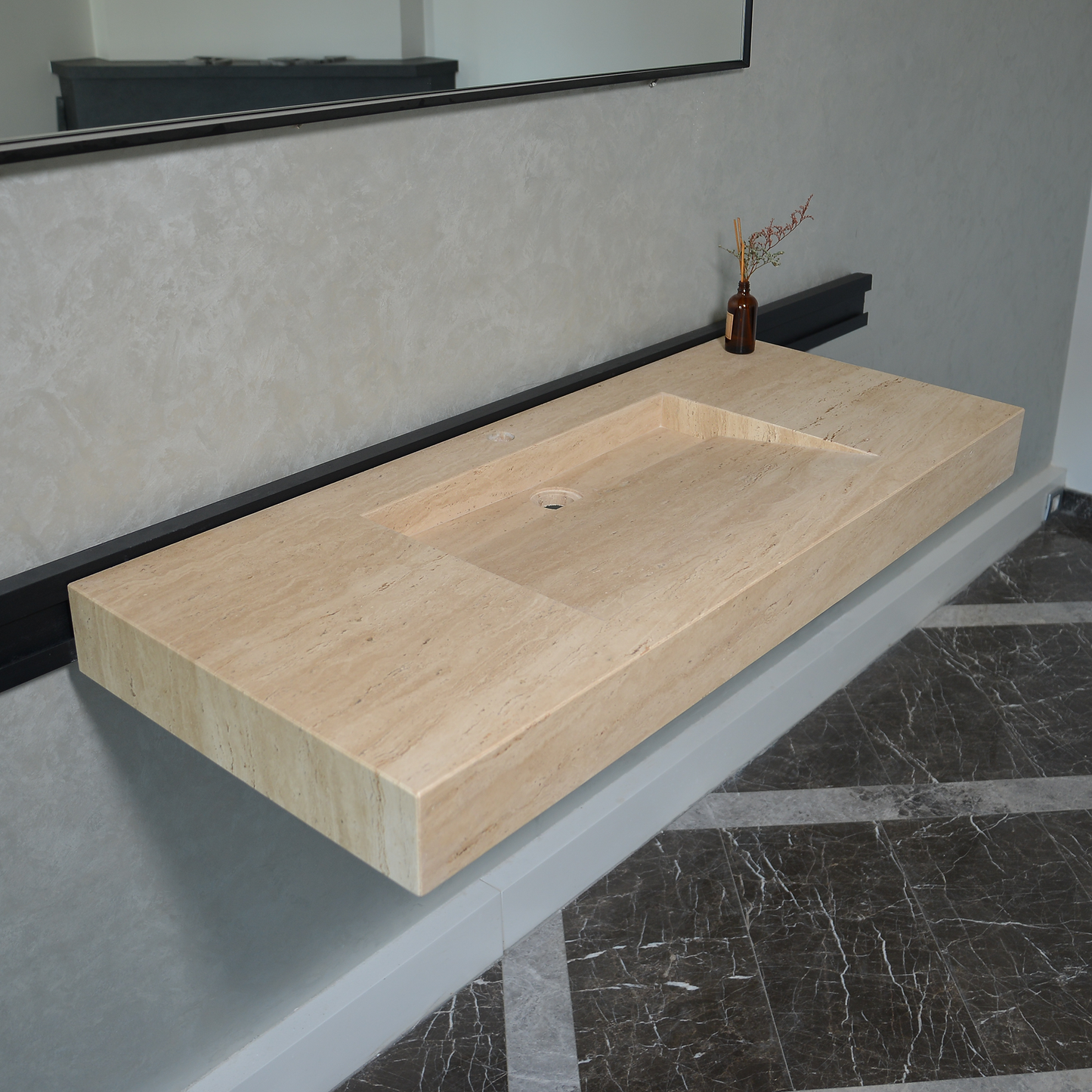 Handmade Travertine Natural Stone Sink - Custom Bathroom Vanity