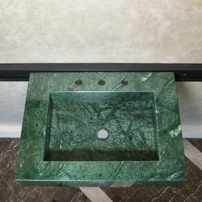 Verde Guatemala Marble Sink - Custom Handcrafted Green Matte Finish Bathroom Vanity