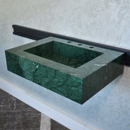 Verde Guatemala Marble Sink - Custom Handcrafted Green Matte Finish Bathroom Vanity