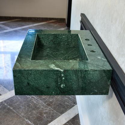 Verde Guatemala Marble Sink - Custom Handcrafted Green Matte Finish Bathroom Vanity