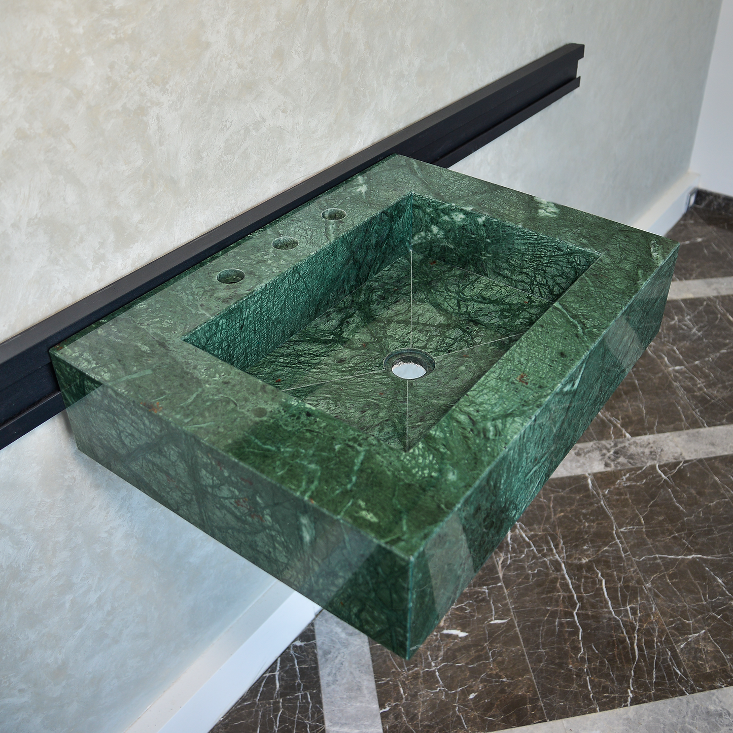 Verde Guatemala Marble Sink - Custom Handcrafted Green Matte Finish Bathroom Vanity