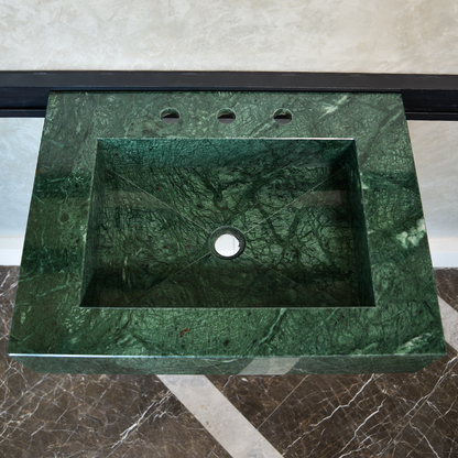 Verde Guatemala Marble Sink - Custom Handcrafted Green Matte Finish Bathroom Vanity