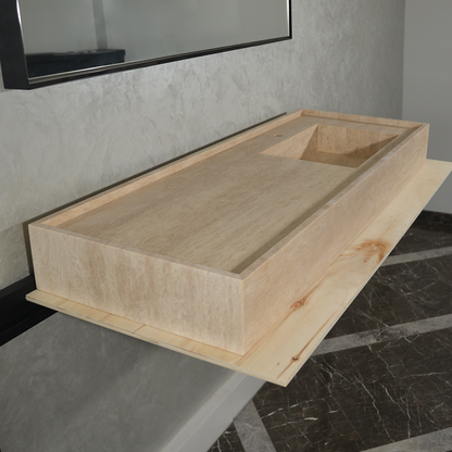 Handcrafted Travertine Bathroom Vanity Sink - Custom Natural Stone Luxury Design