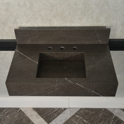 Pietra Grey Handcrafted Natural Marble Bathroom Sink - Polished