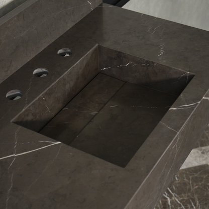 Pietra Grey Handcrafted Natural Marble Bathroom Sink - Polished