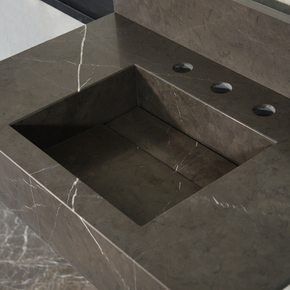 Pietra Grey Handcrafted Natural Marble Bathroom Sink - Polished