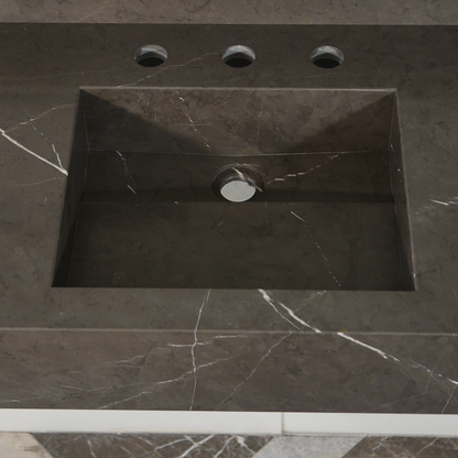 Pietra Grey Handcrafted Natural Marble Bathroom Sink - Polished