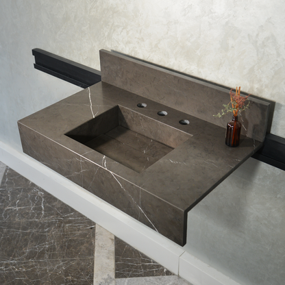 Pietra Grey Handcrafted Natural Marble Bathroom Sink - Polished
