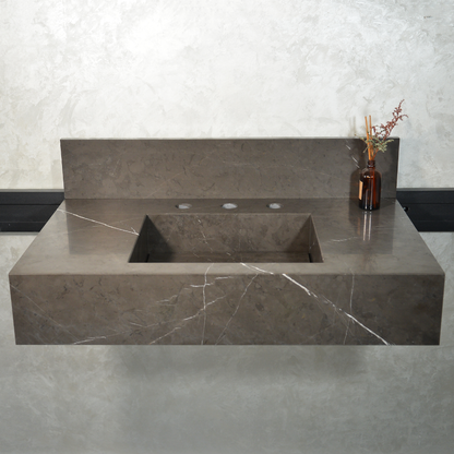 Pietra Grey Handcrafted Natural Marble Bathroom Sink - Polished