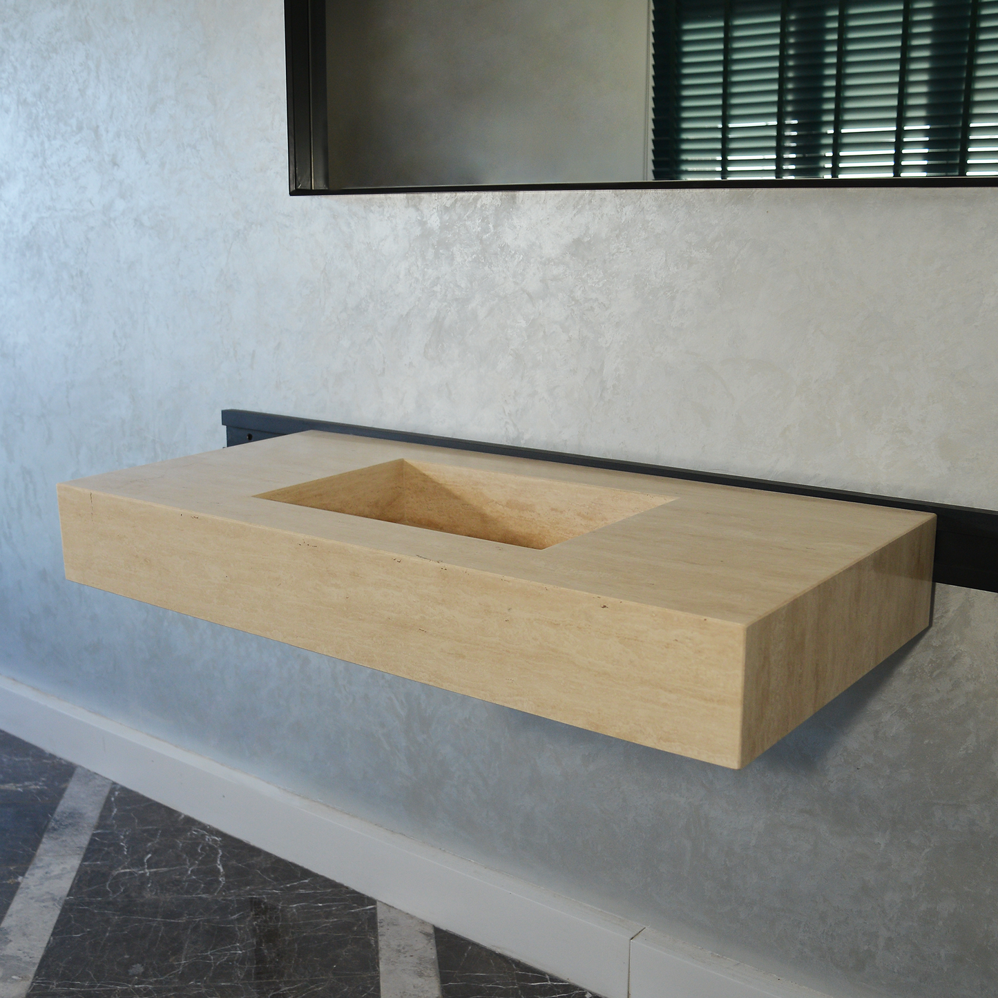 Handcrafted Travertine Bathroom Sink - Premium Durable Natural Stone