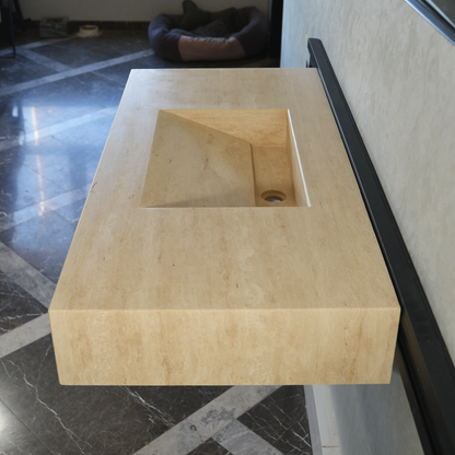 Handcrafted Travertine Bathroom Sink - Premium Durable Natural Stone