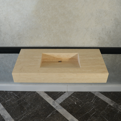 Handcrafted Travertine Bathroom Sink - Premium Durable Natural Stone