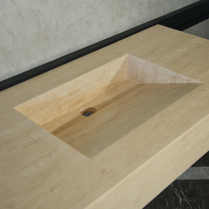 Handcrafted Travertine Bathroom Sink - Premium Durable Natural Stone