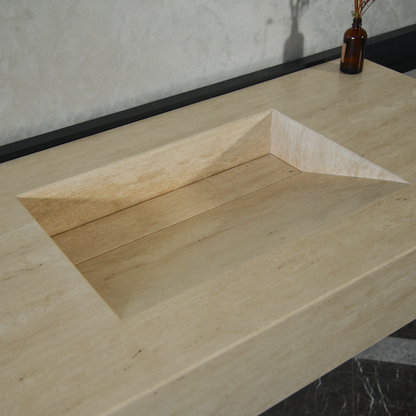 Handcrafted Travertine Bathroom Sink - Premium Durable Natural Stone