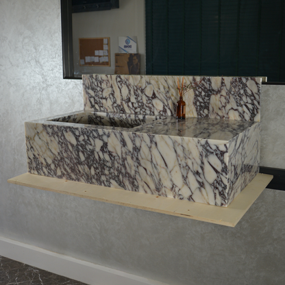 Burgundy Calacatta Viola Marble Sink - Handcrafted Artisanal