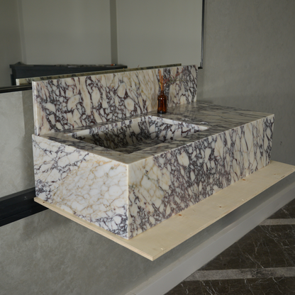 Burgundy Calacatta Viola Marble Sink - Handcrafted Artisanal