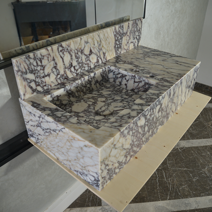 Burgundy Calacatta Viola Marble Sink - Handcrafted Artisanal