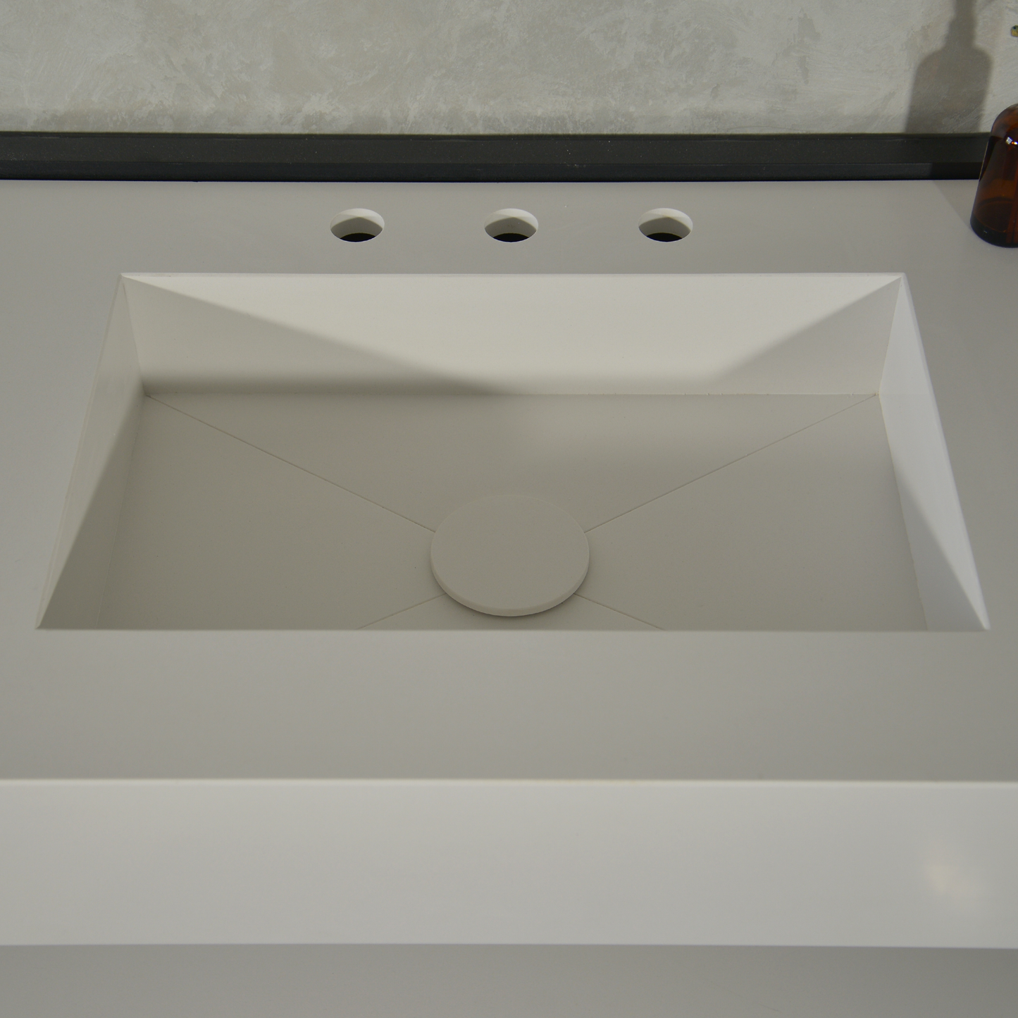 Handcrafted White Polished Engineered Quartz Sink With Shelf