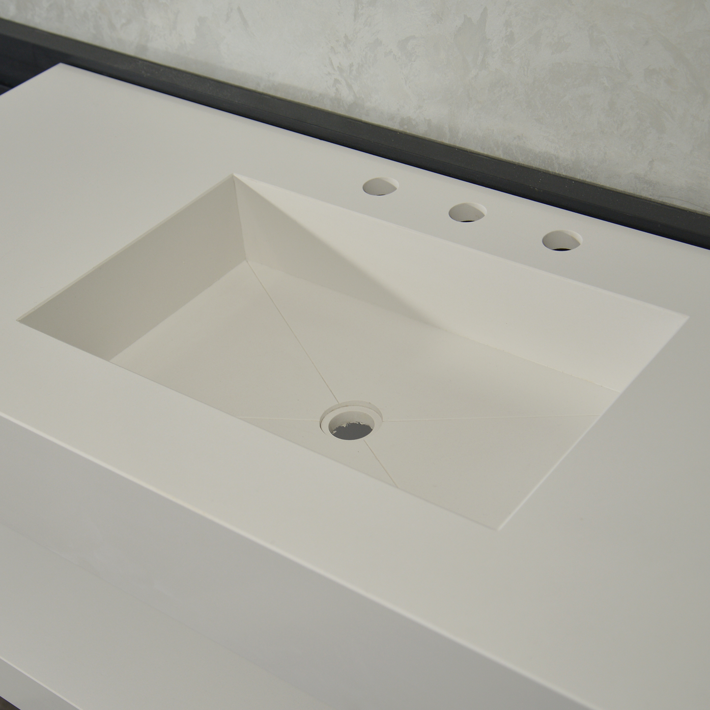 Handcrafted White Polished Engineered Quartz Sink With Shelf