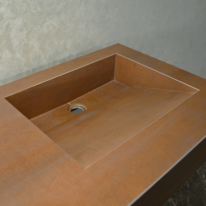 Premium Metal Corten Engineered Porcelain Double Basin Sink 58.3x19.3 - Industrial
