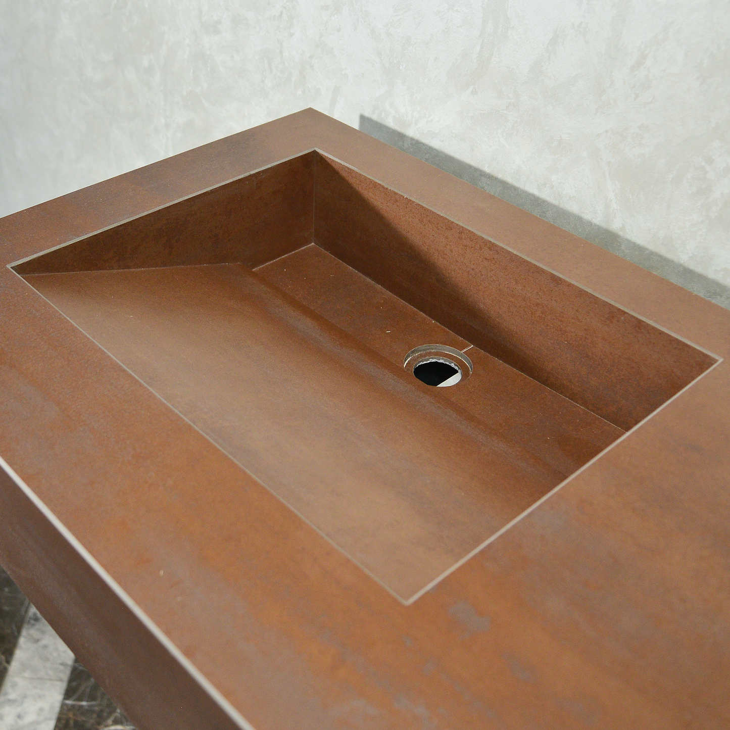 Premium Metal Corten Engineered Porcelain Double Basin Sink 58.3x19.3 - Industrial