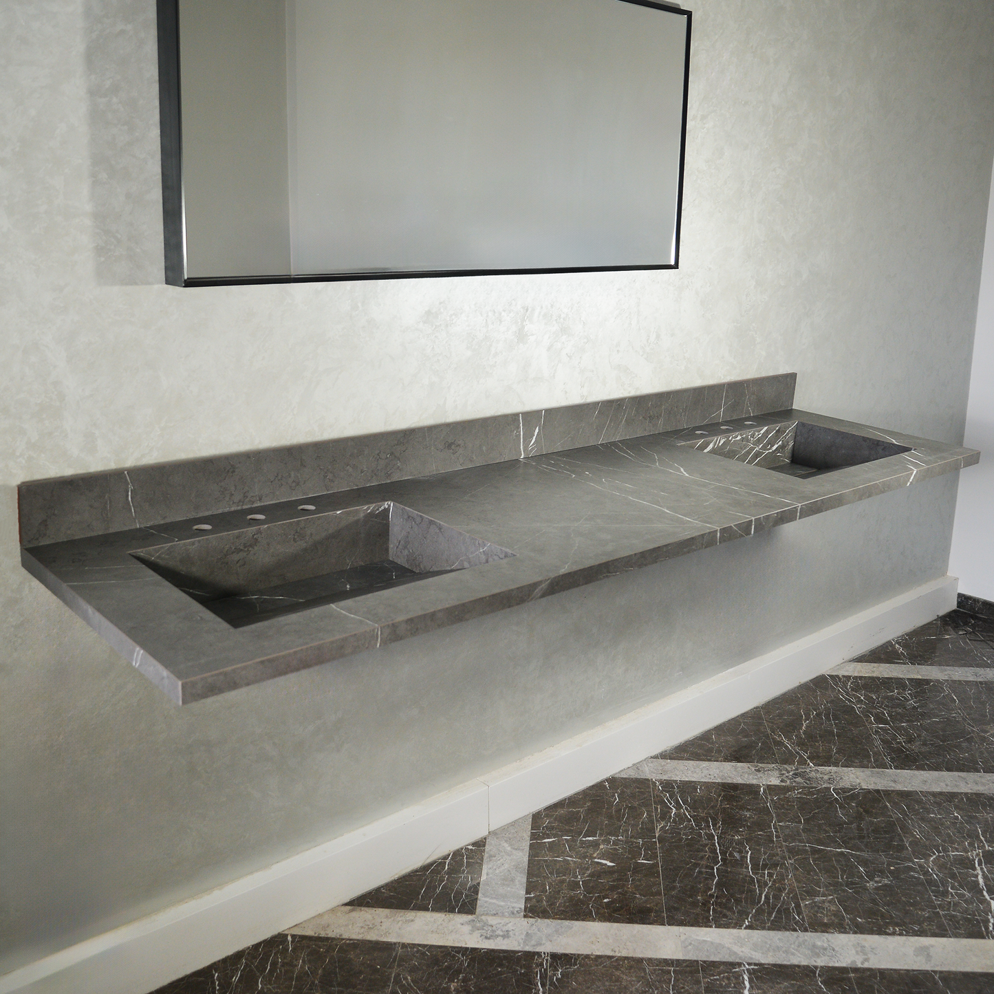 Engineered Porcelain Double Sink - Pietra Grey Italian Handcrafted