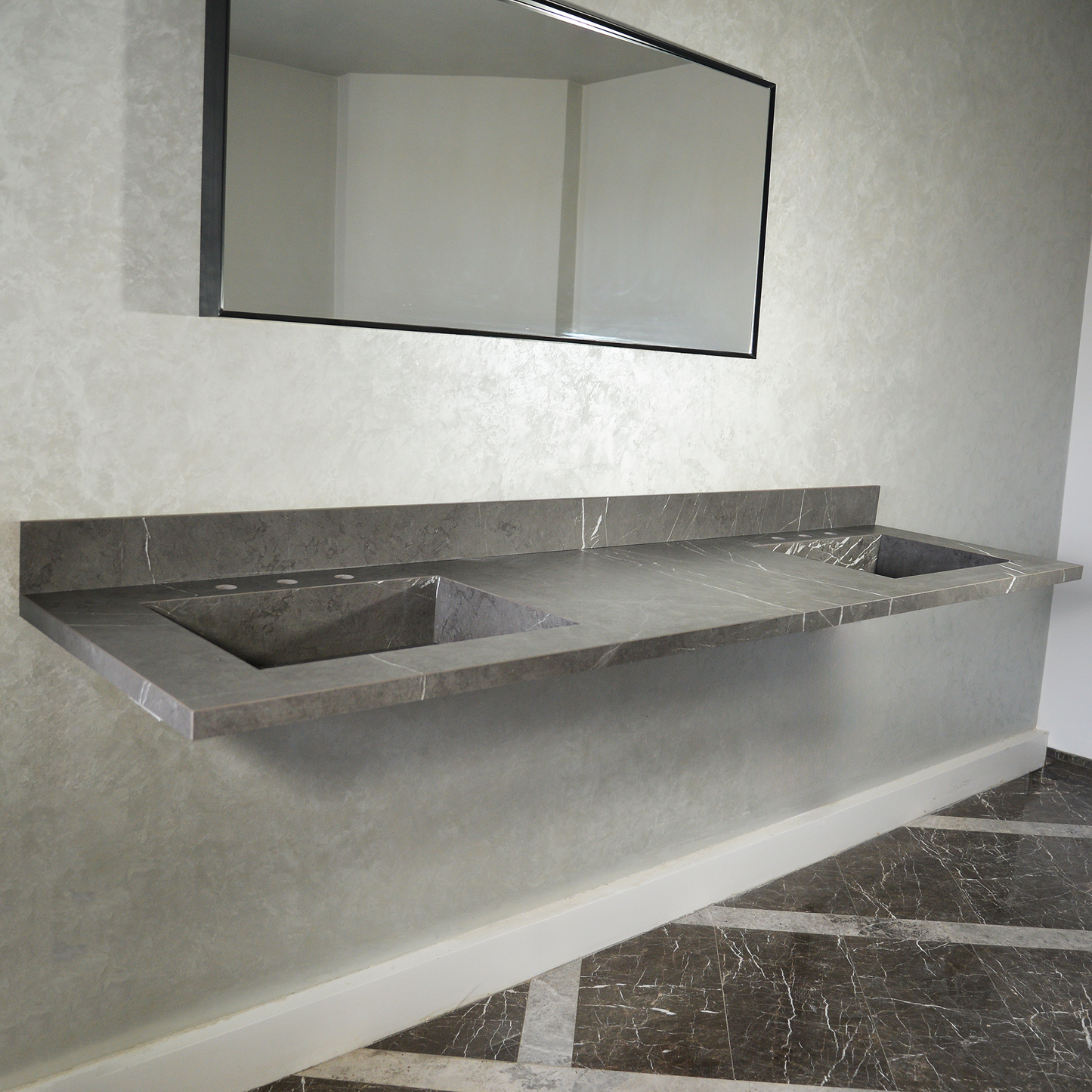 Engineered Porcelain Double Sink - Pietra Grey Italian Handcrafted