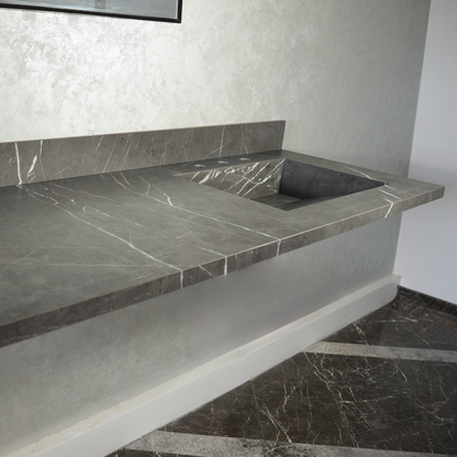 Engineered Porcelain Double Sink - Pietra Grey Italian Handcrafted