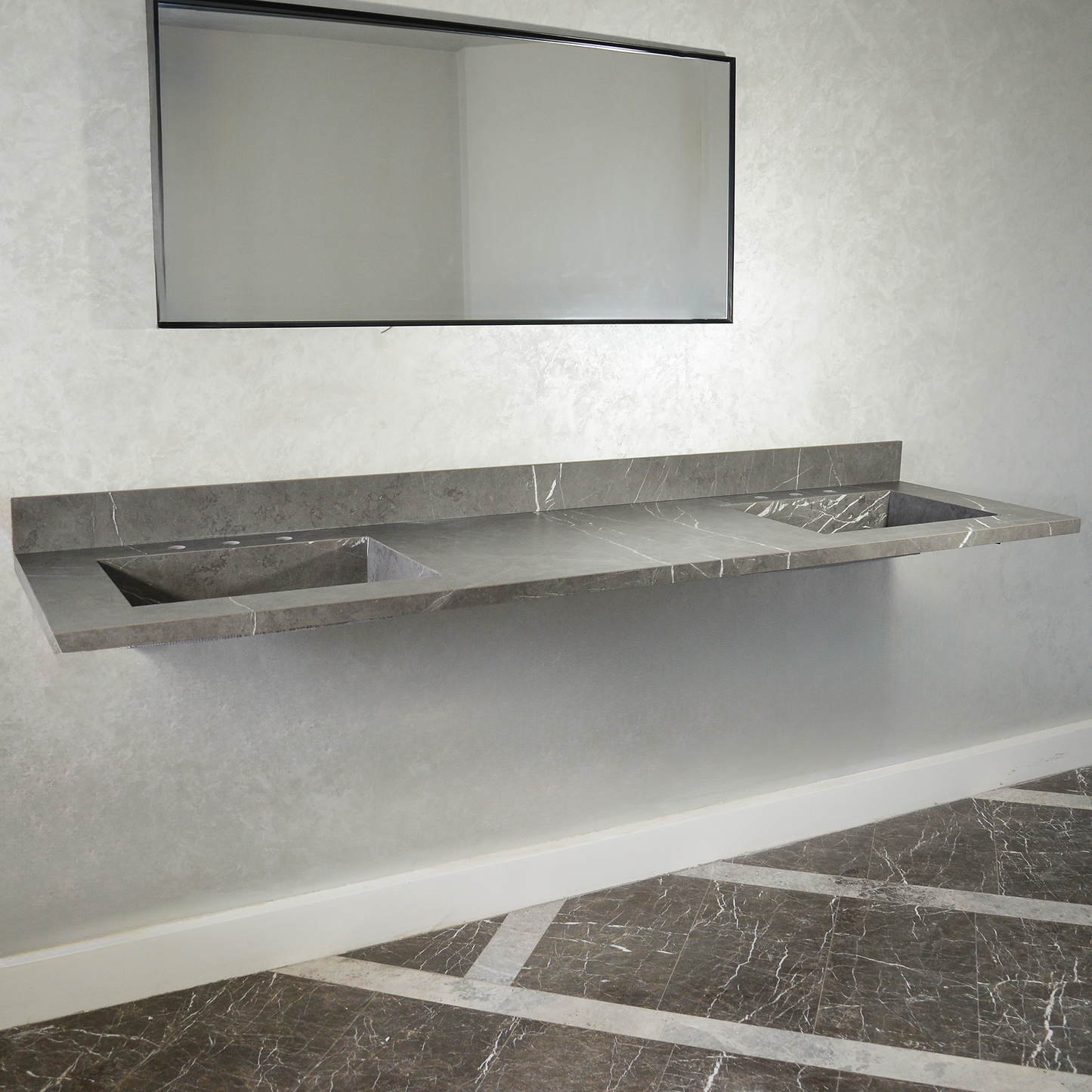 Engineered Porcelain Double Sink - Pietra Grey Italian Handcrafted