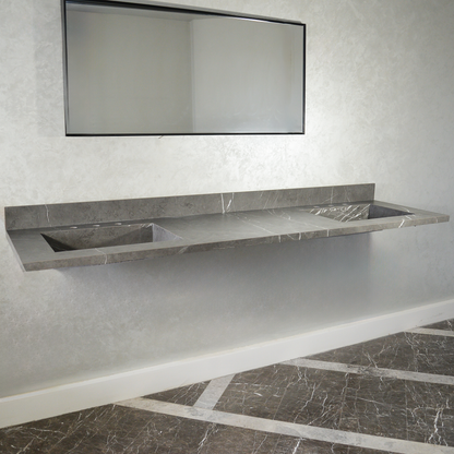 Engineered Porcelain Double Sink - Pietra Grey Italian Handcrafted