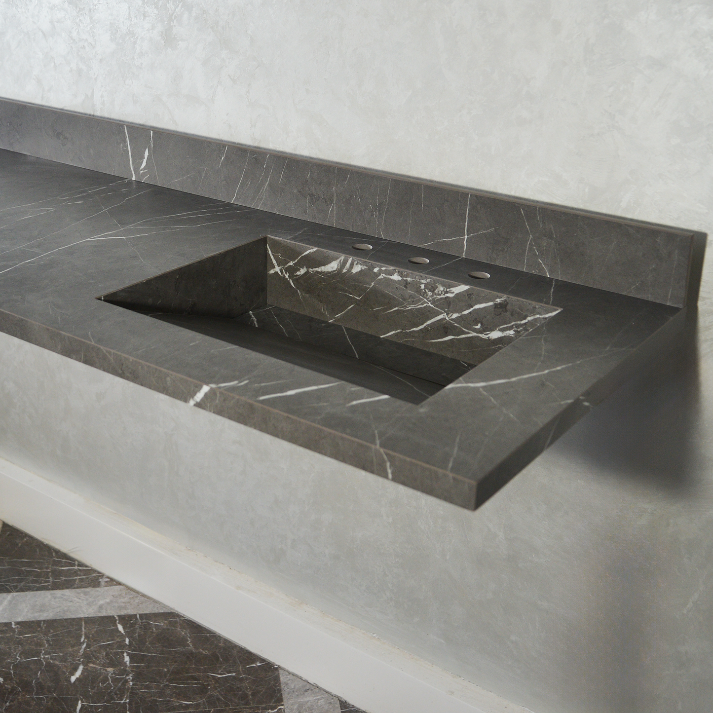 Engineered Porcelain Double Sink - Pietra Grey Italian Handcrafted