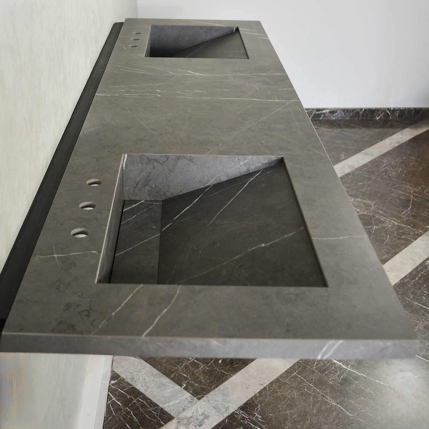 Engineered Porcelain Double Sink - Pietra Grey Italian Handcrafted