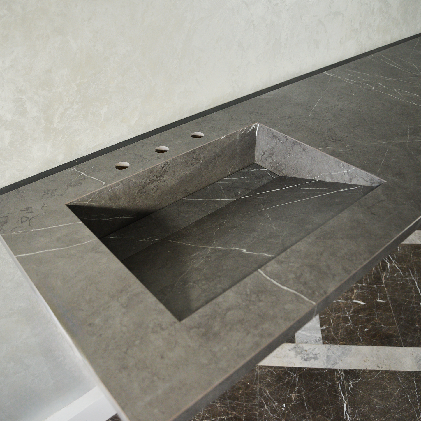 Engineered Porcelain Double Sink - Pietra Grey Italian Handcrafted