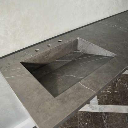 Engineered Porcelain Double Sink - Pietra Grey Italian Handcrafted