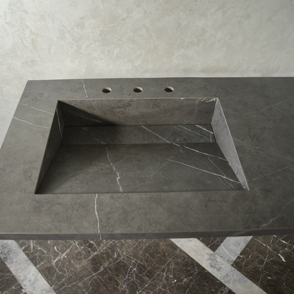 Engineered Porcelain Double Sink - Pietra Grey Italian Handcrafted