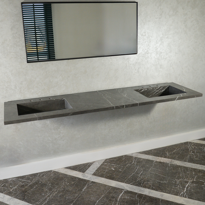Engineered Porcelain Double Sink - Pietra Grey Italian Handcrafted