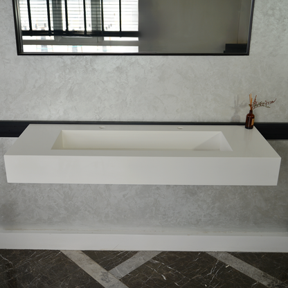 White Quartz Monolithic Contemporary Trough Sink - Handcrafted