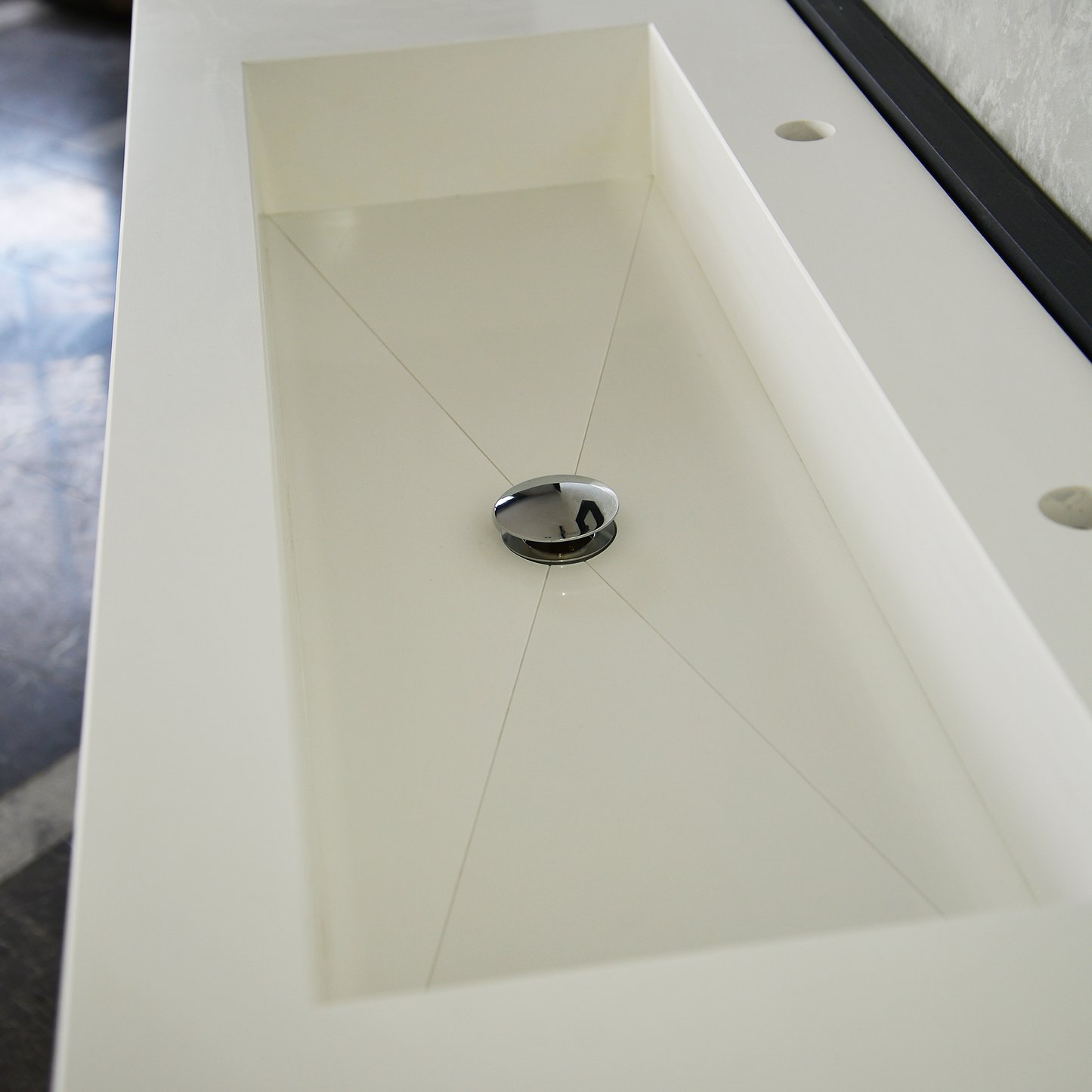 White Quartz Monolithic Contemporary Trough Sink - Handcrafted