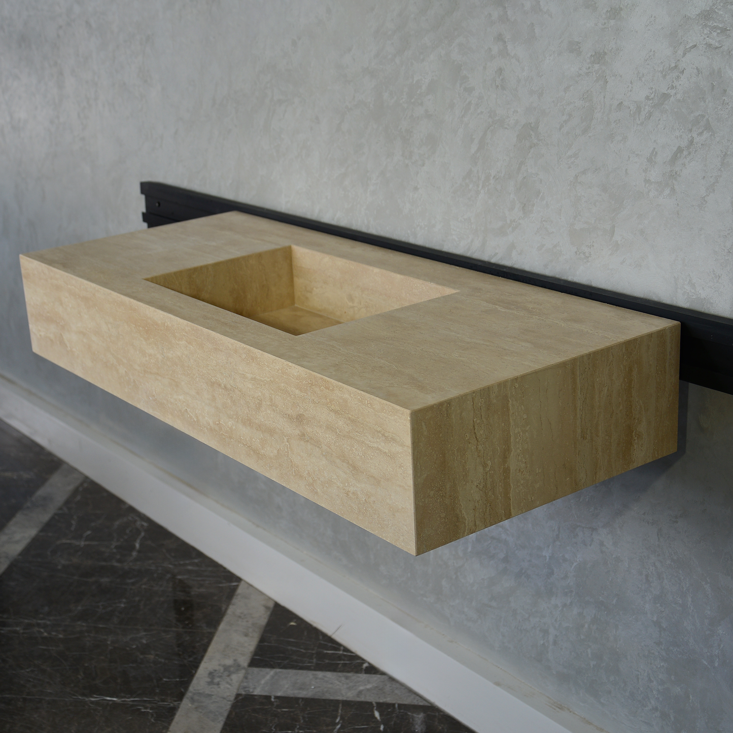 Travertine Handcrafted Custom Artisan Natural Stone Bathroom Vanity Sink