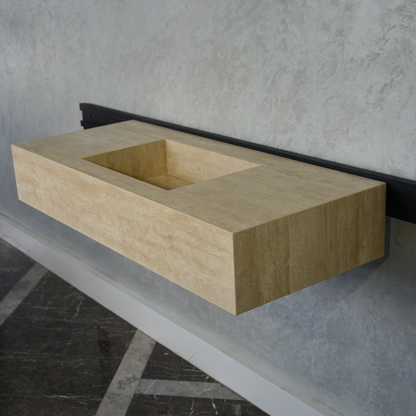 Travertine Handcrafted Custom Artisan Natural Stone Bathroom Vanity Sink
