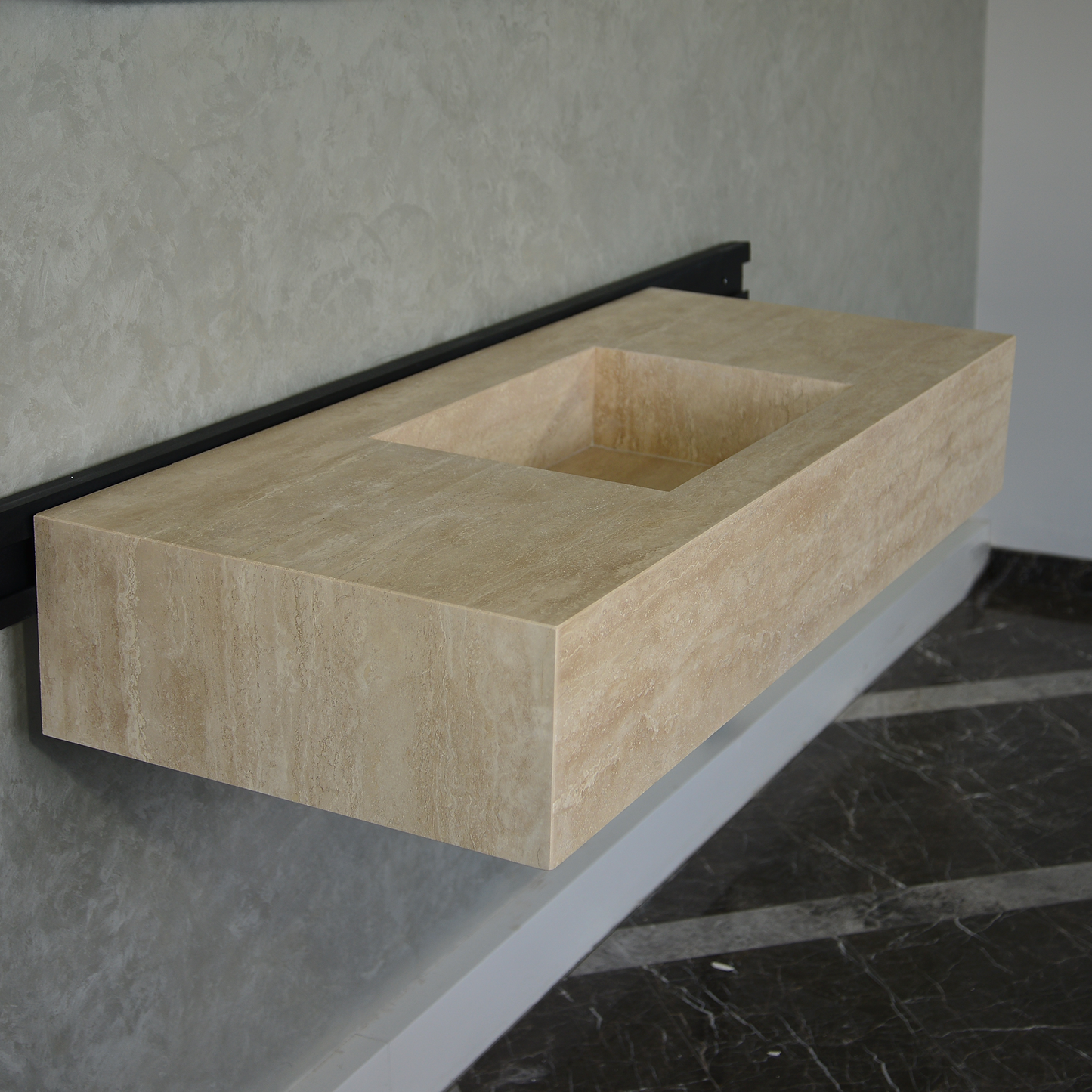 Travertine Handcrafted Custom Artisan Natural Stone Bathroom Vanity Sink