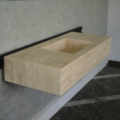 Travertine Handcrafted Custom Artisan Natural Stone Bathroom Vanity Sink