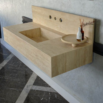Travertine Handcrafted Custom Artisan Natural Stone Bathroom Vanity Sink