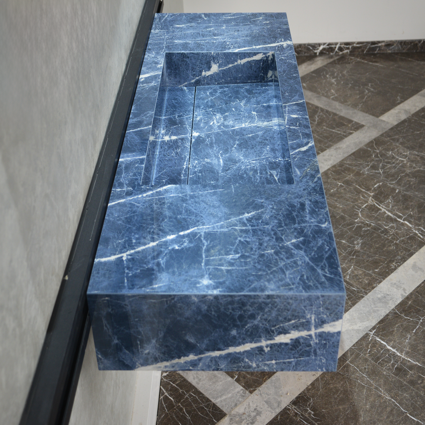 Engineered Stone Kitchen Sink - Precious Sodalite Handcrafted
